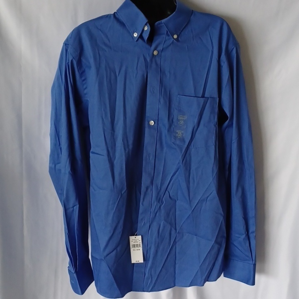 Van Heusen Men's Long Sleeve Cotton Blend Shirt, Blue, 15.5, 34/35
